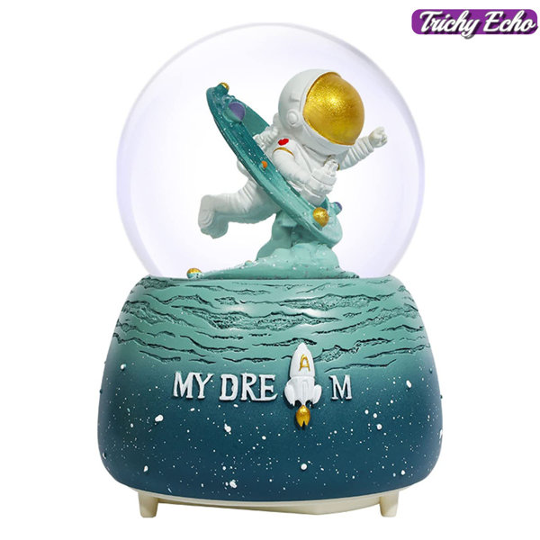 Trichy Echo Snow Globes For Kids,Sparkling Astronaut Toy With Music,Astronaut Music Box Birthday